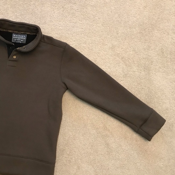 Maxxsel Henley Sherpa Waffle Knit Sweater Mens Medium Dark Olive Green Outerwear - Picture 7 of 8